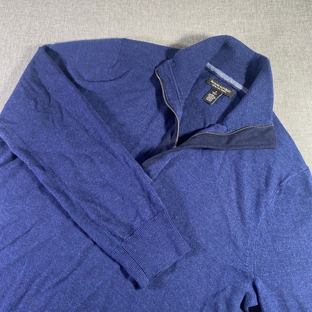 Banana Republic Extra Fine Merino Wool Quarter Zip Pullover Sweater Mens Small